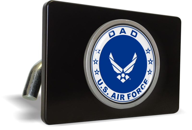 USAF - U.S. Air Force Dad - Tow Hitch Cover with Chrome Emblem